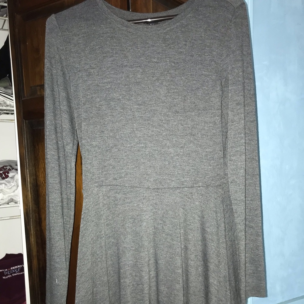 Plain gray long sleeve dress